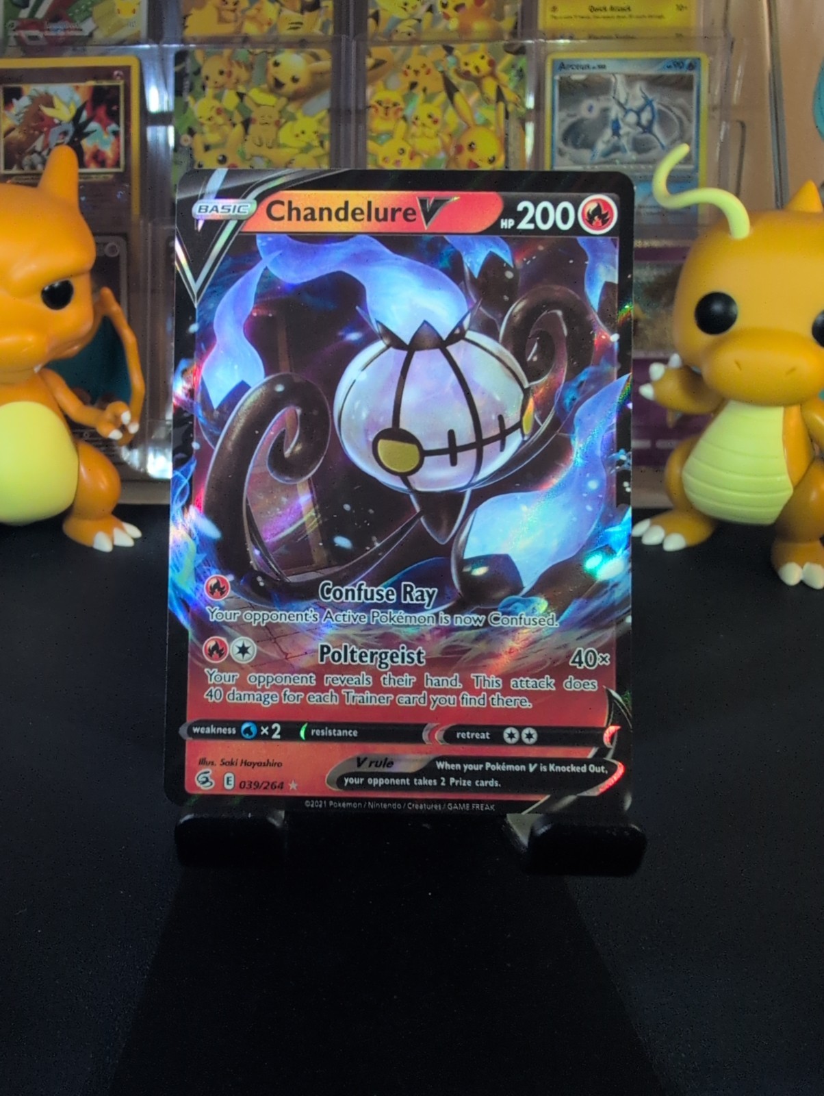 Chandelure V 039/264 Swsh08: Fusion Strike Holo Pokemon TCG Near Mint.