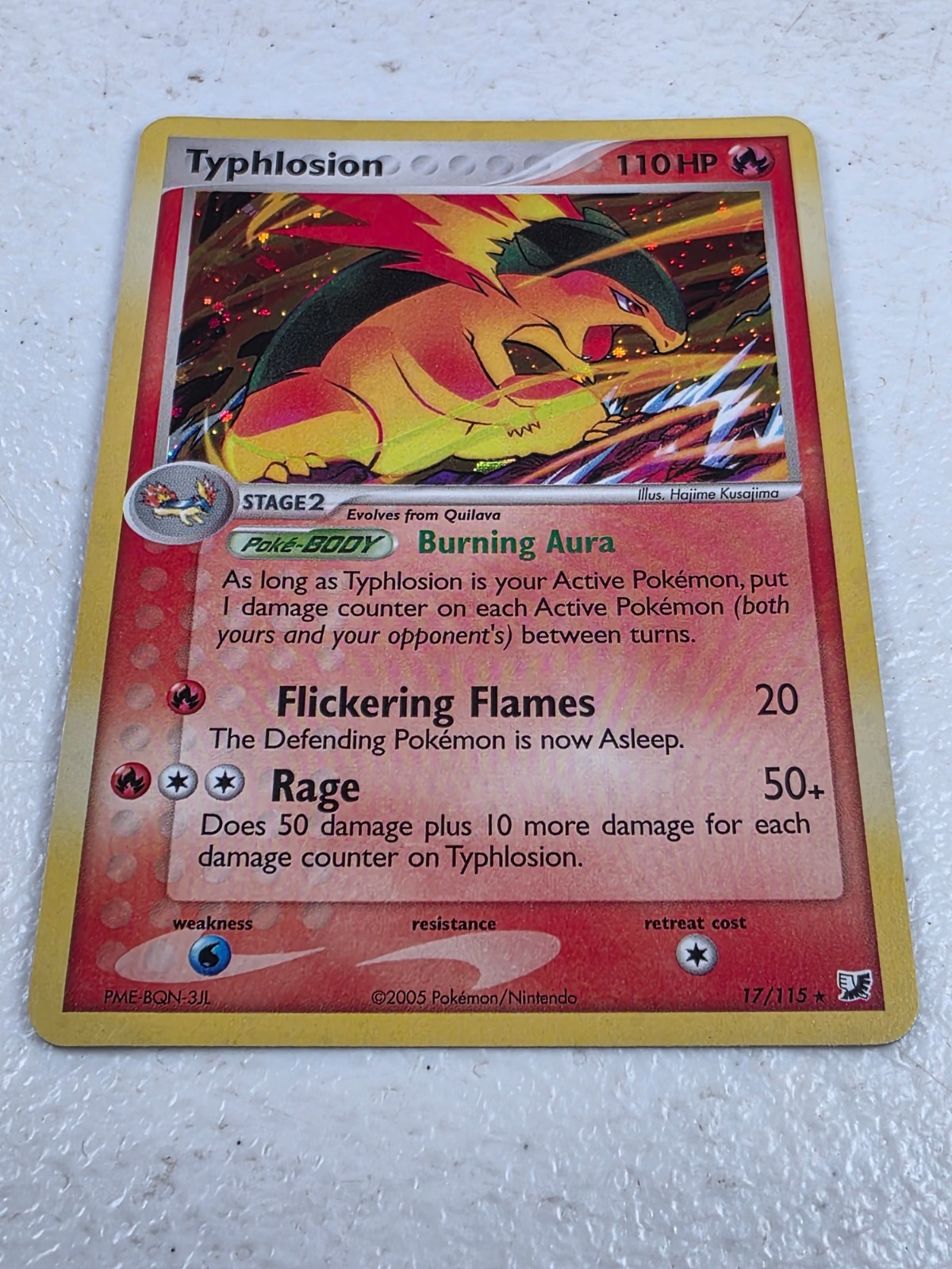 Pokemon Typhlosion 17/115 Holo Rare EX Unseen Forces Fire Card 2005