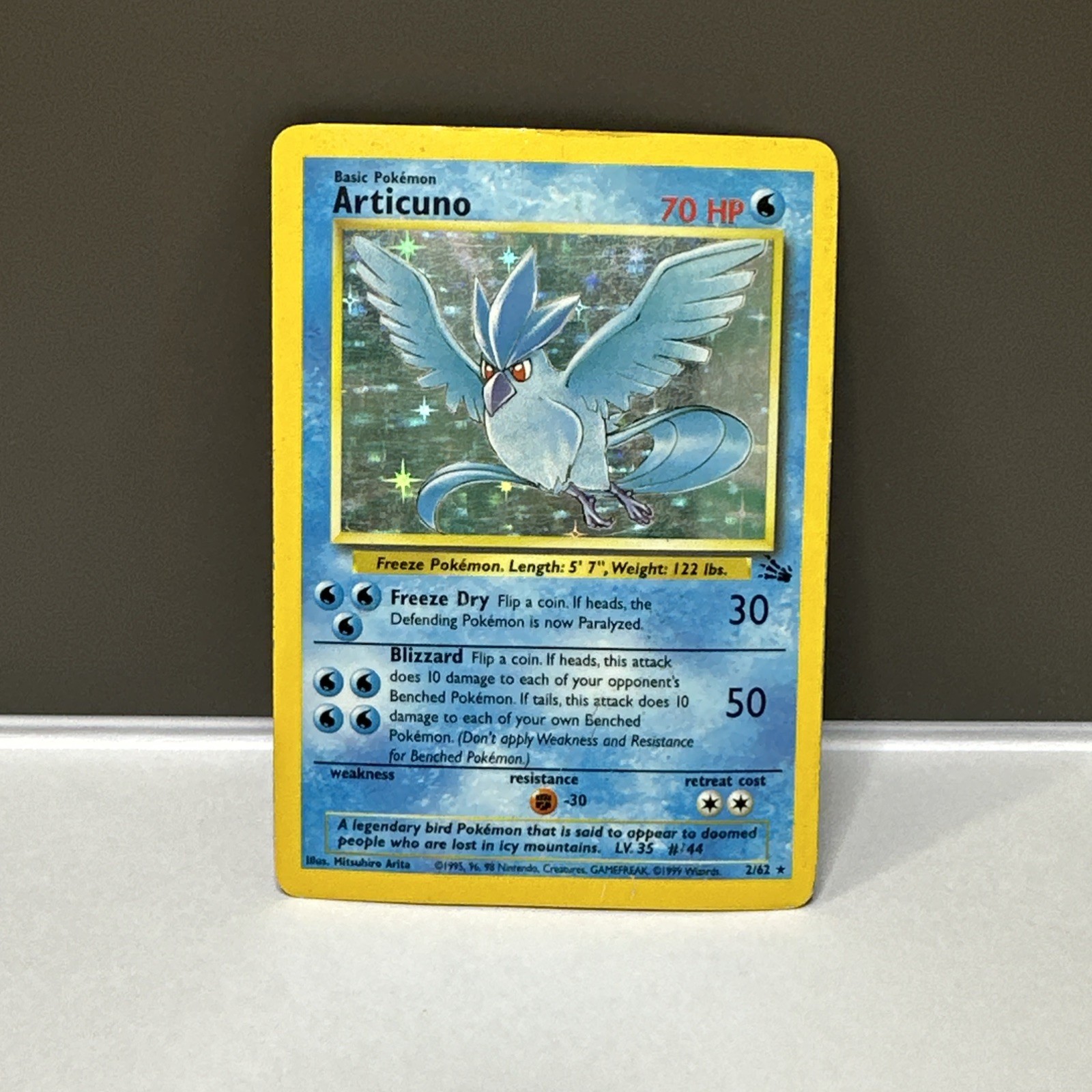 Articuno 2/62 Fossil Holo Unlimited Vintage 1999 HP