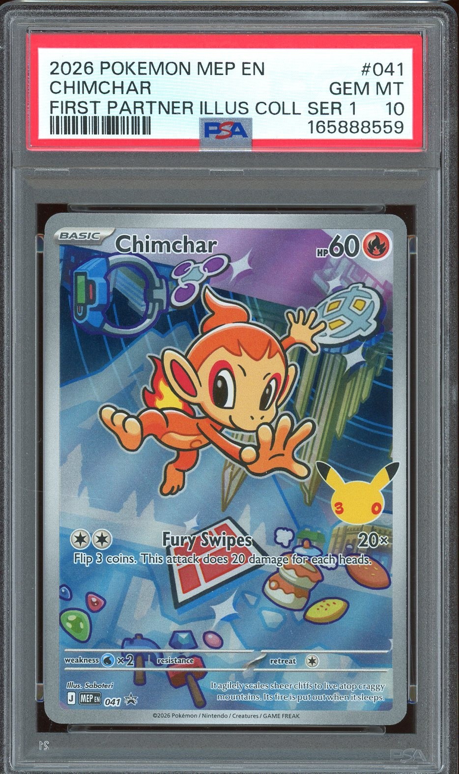 2026 Pokemon Mega Evolution Promos #041 Chimchar First Partner Series 1 PSA 10