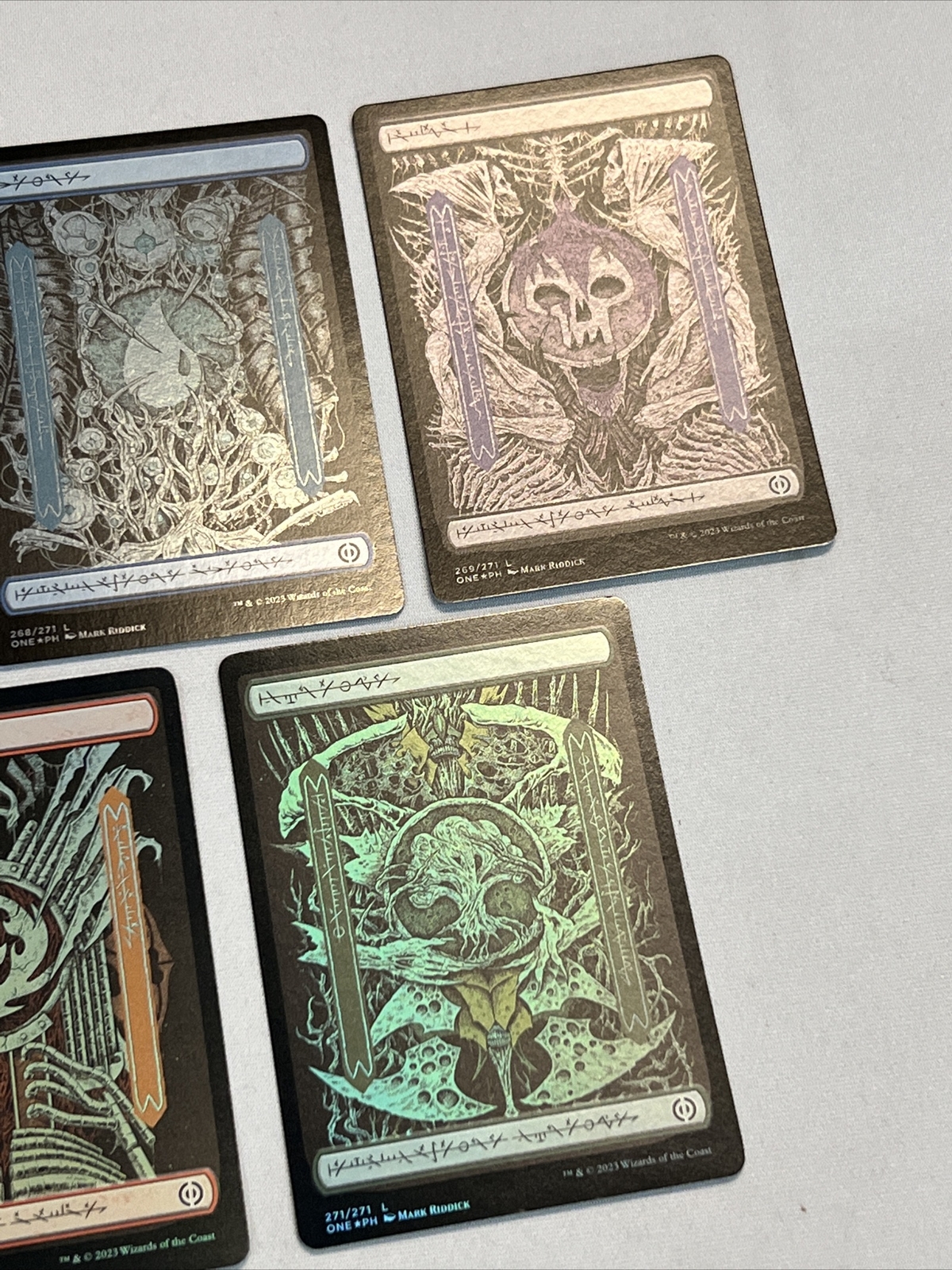 FOIL Phyrexian Text Land Set Of 5 Phyrexia All Will Be One MTG Full art new