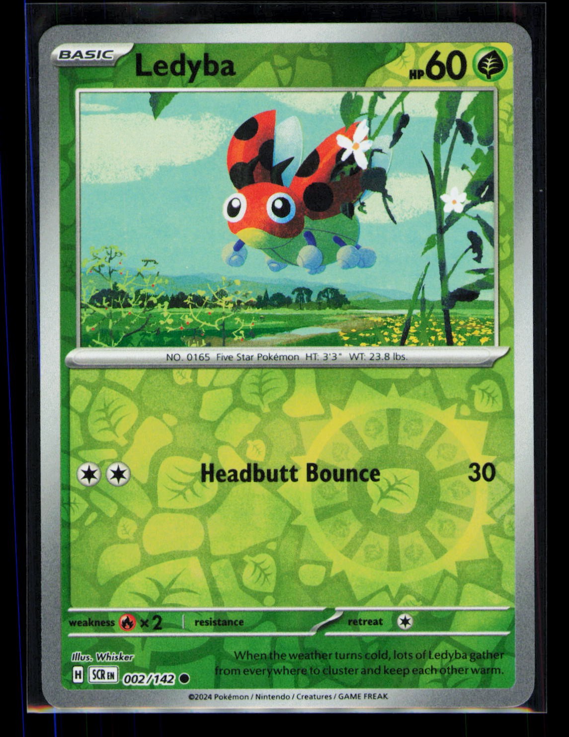Pokemon Stellar Crown Ledyba 2/142 Common Reverse Holo NM