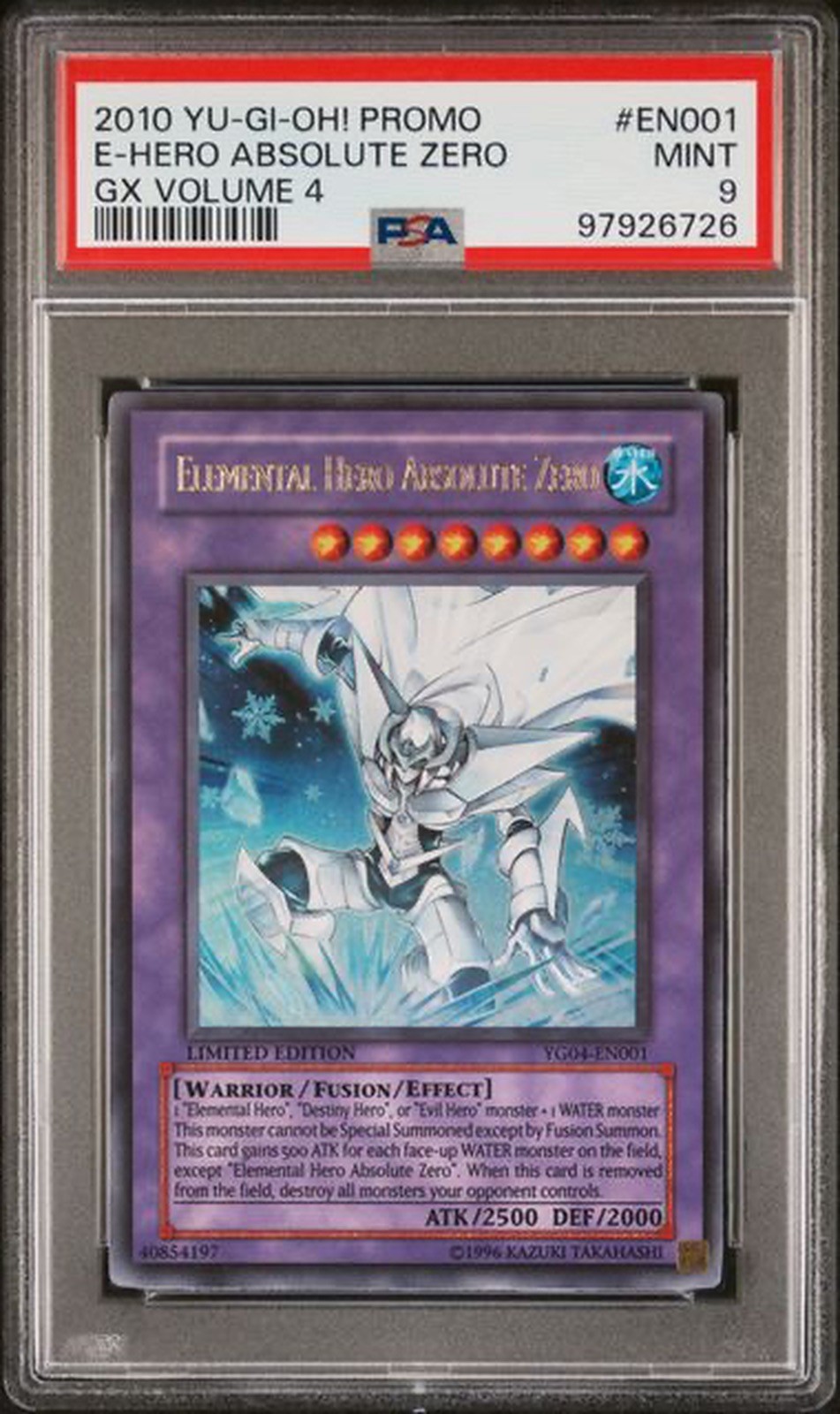 Yugioh PSA 9 MINT Elemental Hero Absolute Zero YG04-EN001 Ultra Rare Promo
