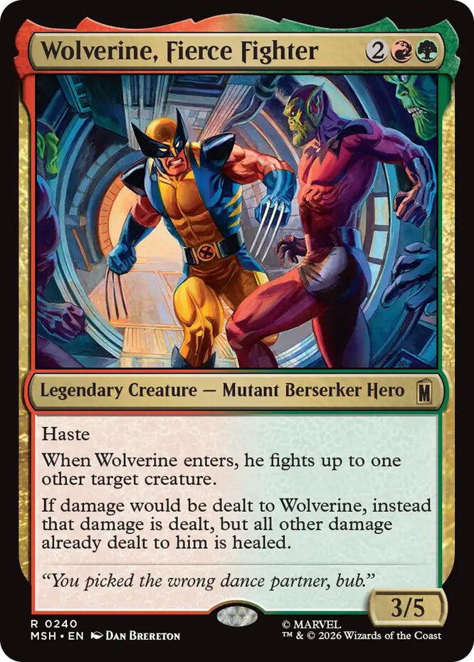 x1 Wolverine, Fierce Fighter R MTG Marvel Super Heroes M/NM, English
