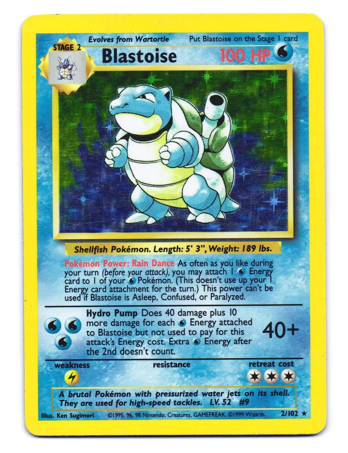 Blastoise 2/102 Holo Rare Base Set Unlimited Pokemon HP