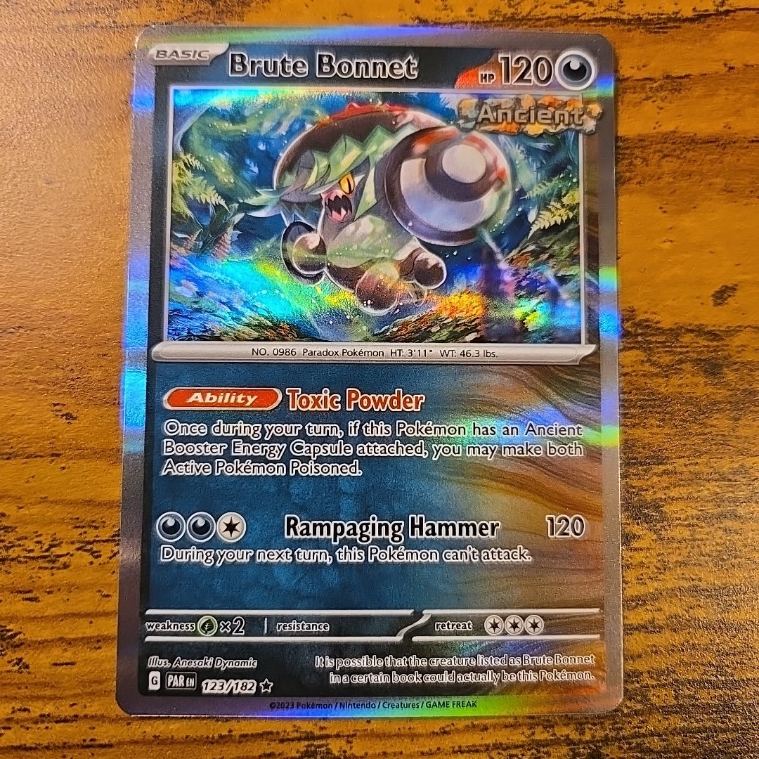 #123/182 Brute Bonnet Holo Rare – Pokémon TCG SV04: Paradox Rift English NM