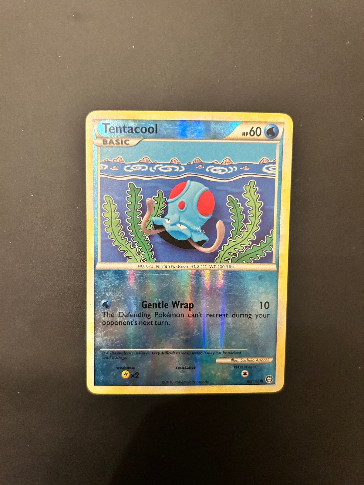 Tentacool 80/102 Common HGSS Triumphant Pokemon Reverse Holo Lightly Played