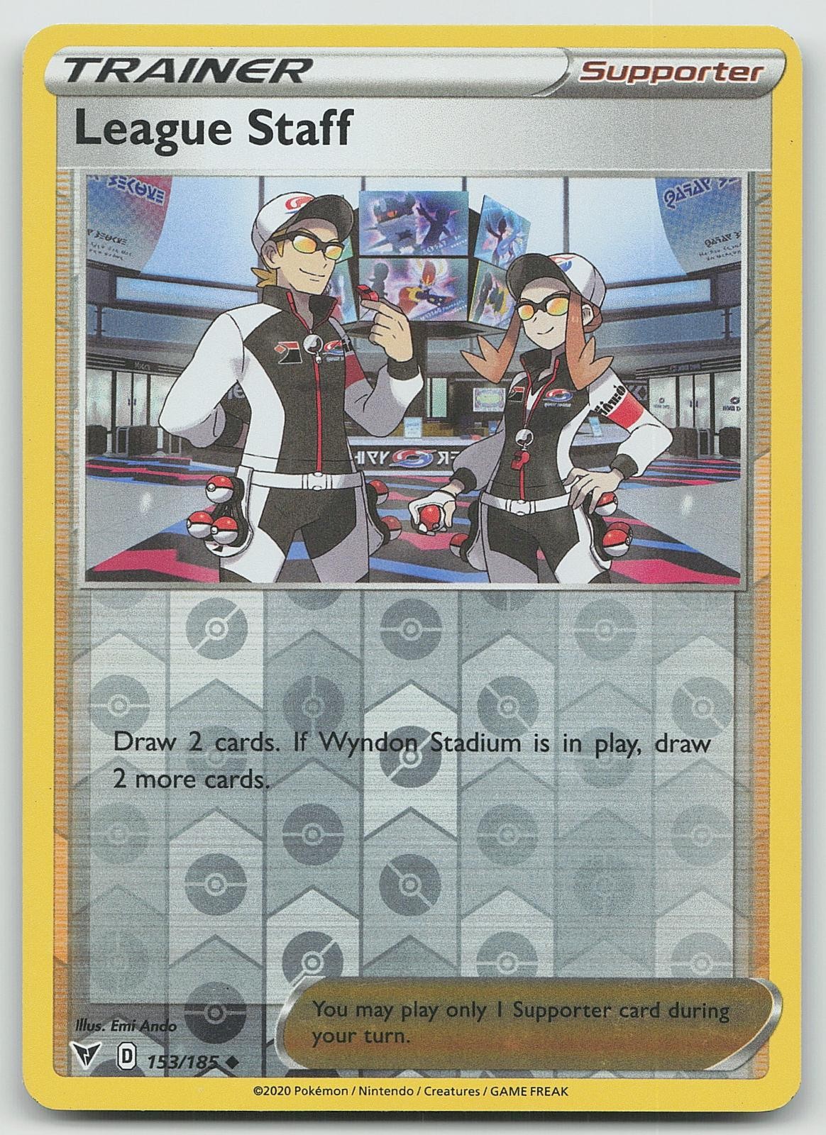 Pokemon League Staff 153/185 Vivid Voltage Uncommon Reverse Holo NM