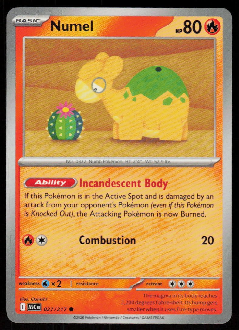 Numel 027/217 Common Ascended Heroes Pokemon Near Mint