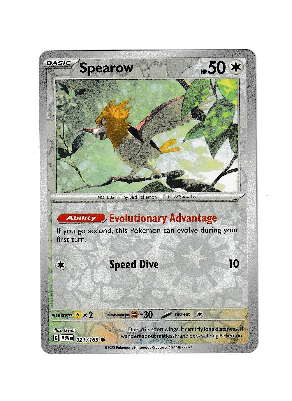 SPEAROW 021/165 REVERSE HOLO C 151 NM POKEMON