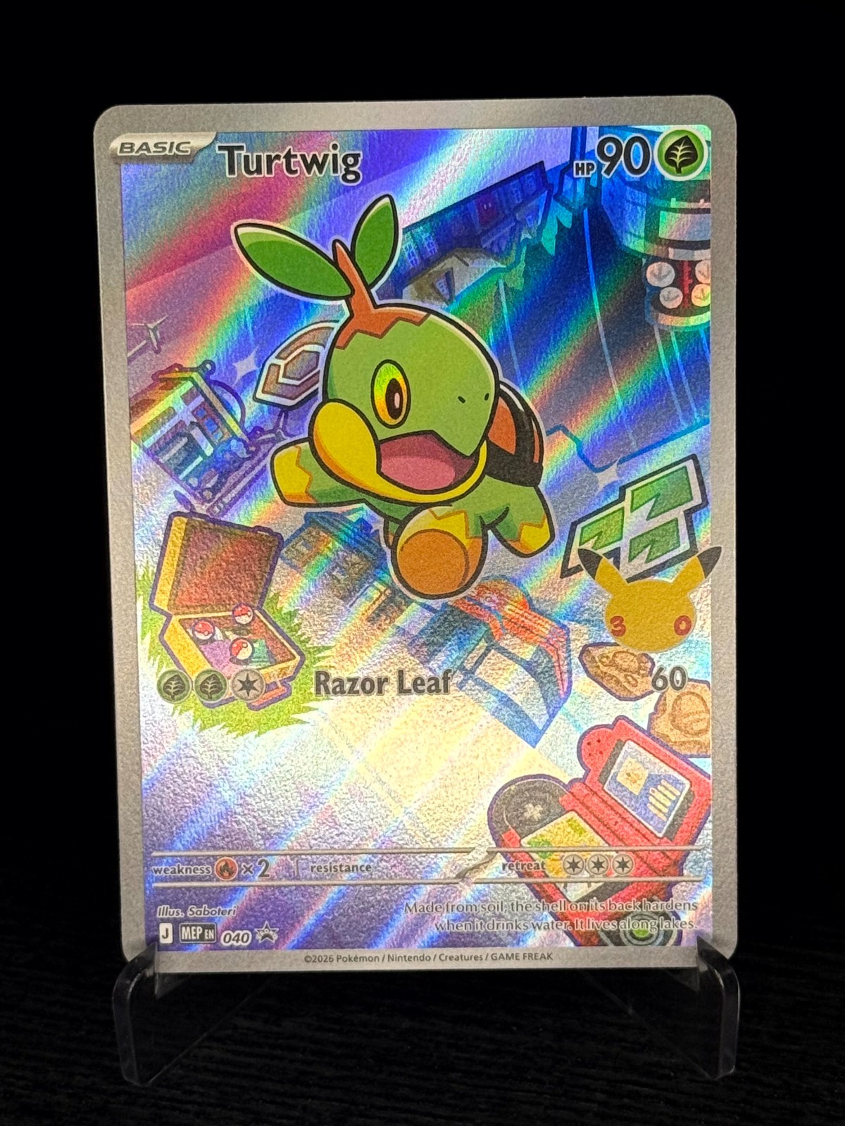 Pokemon Turtwig 040 First Partner Illustration Promo Full Art Holo NM #040