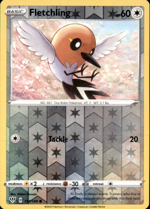 Fletchling Reverse Holo Common SWSH03: Darkness Ablaze 151/189 NM Midori Harada