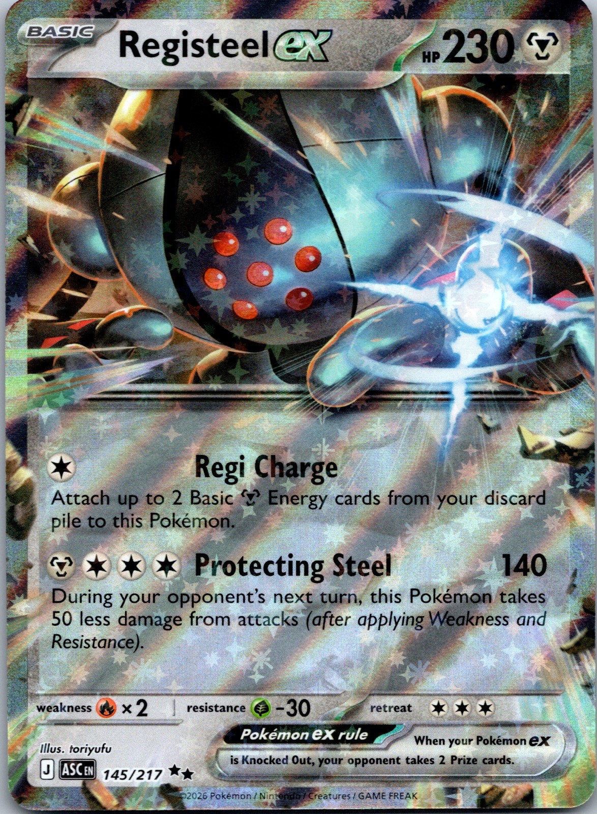 Registeel ex 145/217 Double Rare Ascended Heroes Pokemon Holo Near Mint