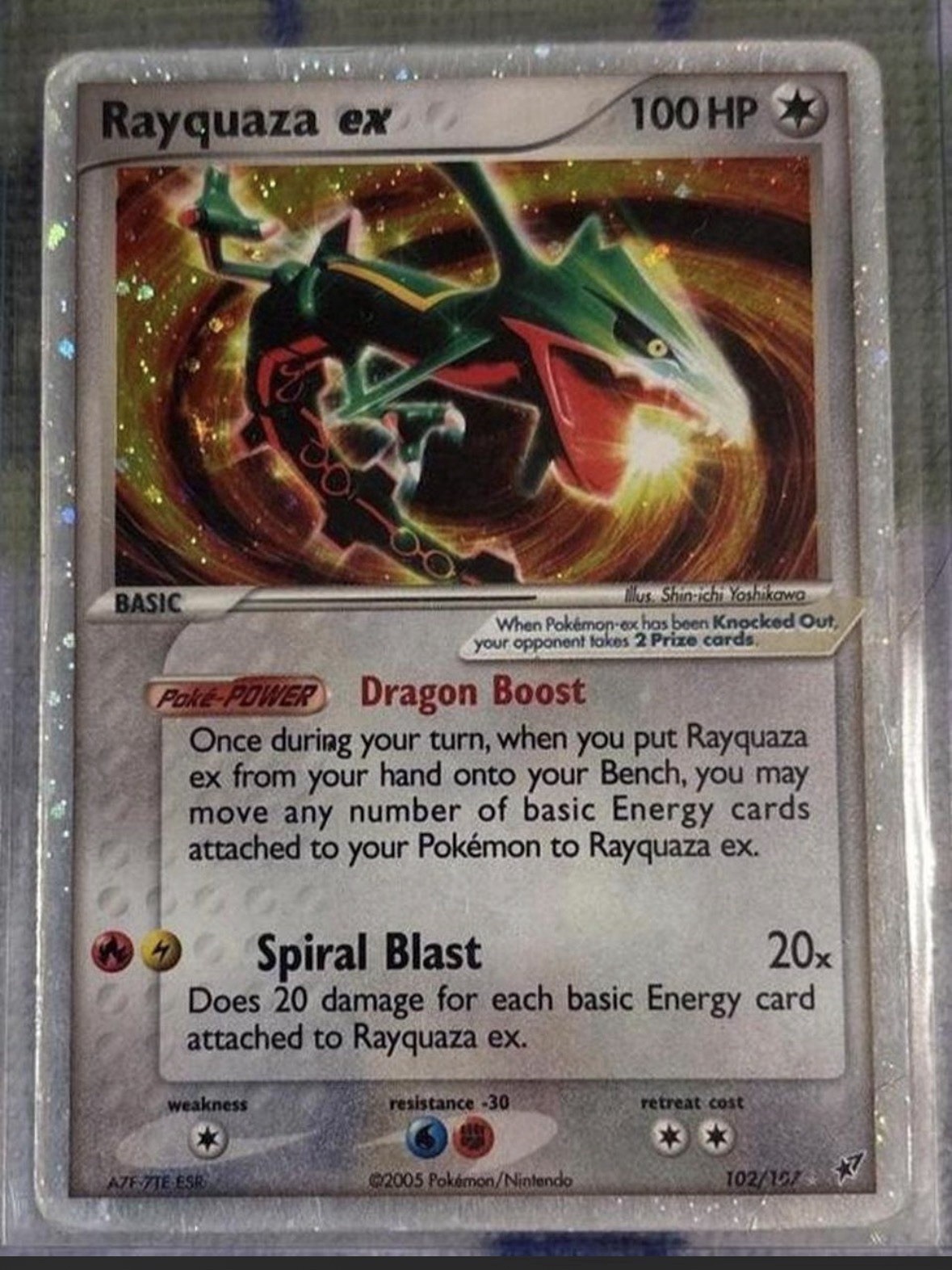 Pokemon Rayquaza ex Deoxys 102/107 Holo EX Ultra Rare 100 English 2005 DMG
