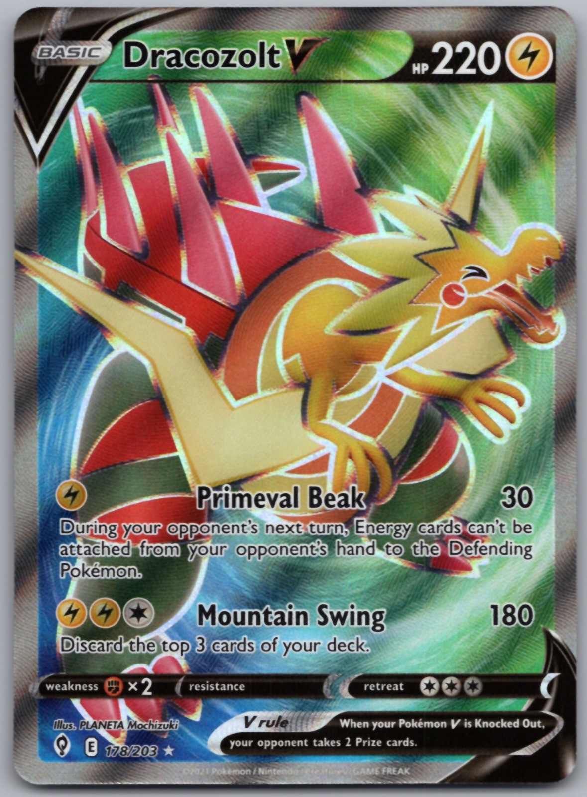 Dracozolt V (Full Art) Ultra Rare SWSH07: Evolving Skies 178/203 NM