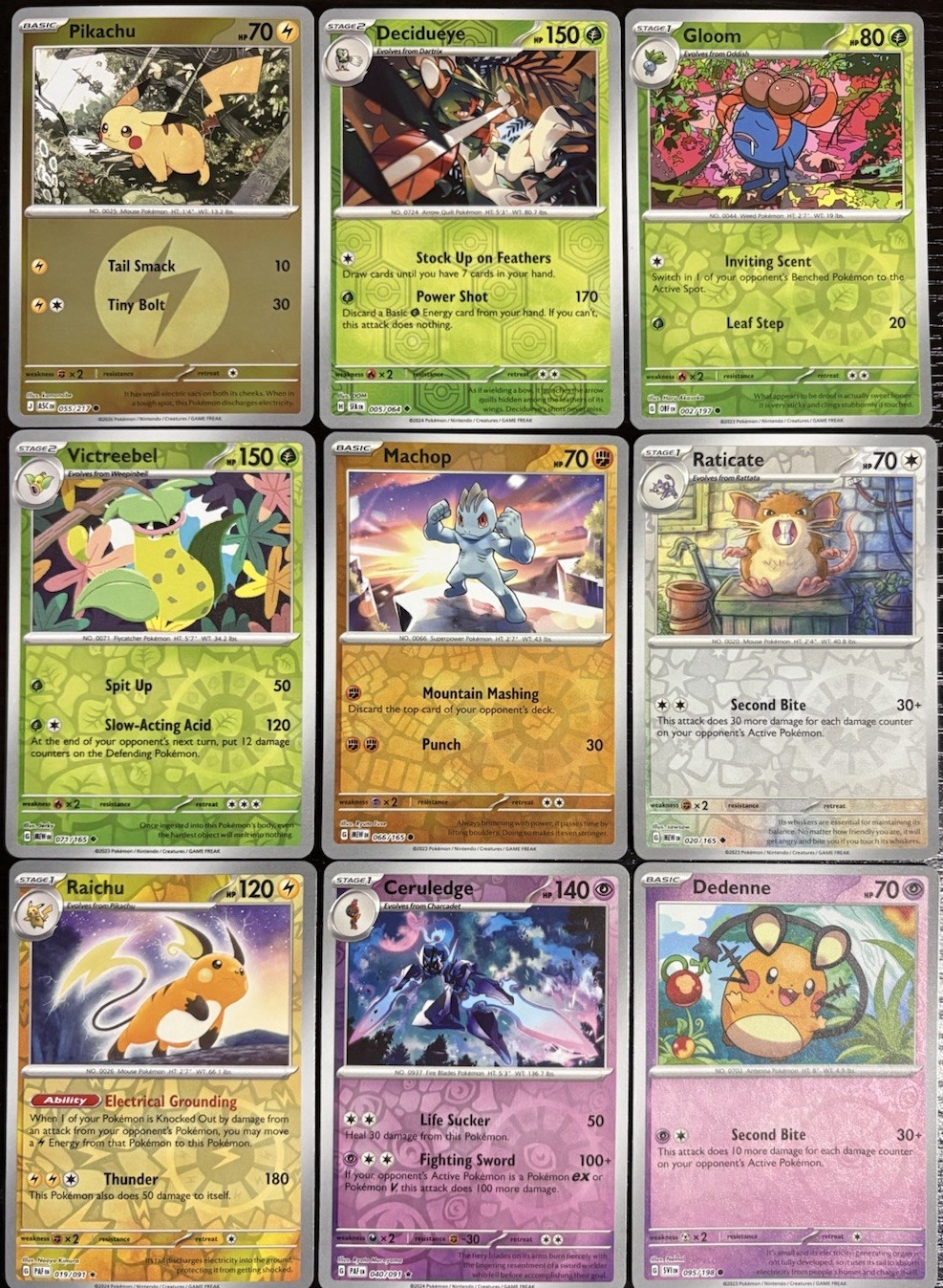 Pokemon TCG Card Collection From 9 Different Set/Artwork All In Reverse Holo NM