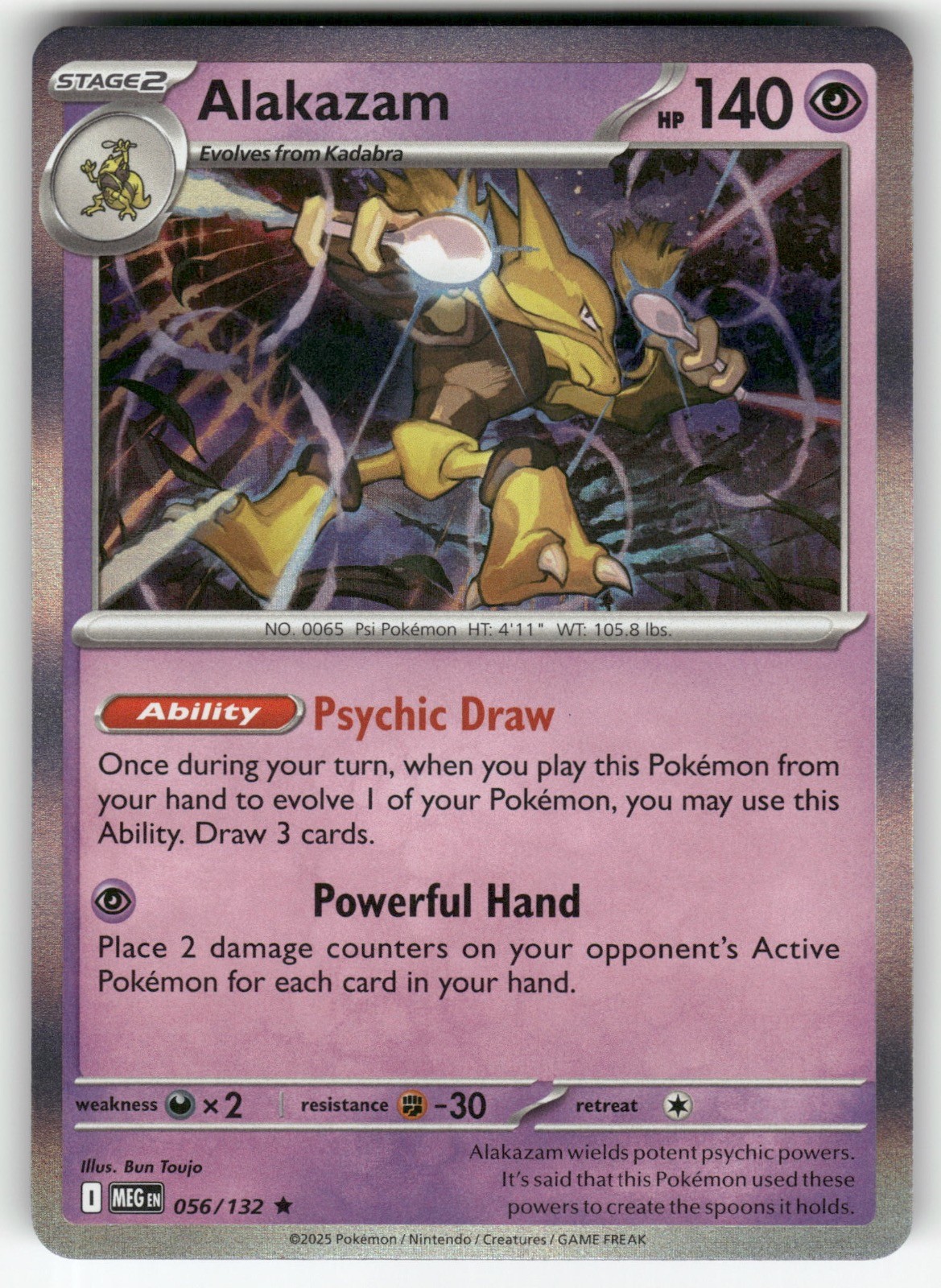 Alakazam 056/132 Rare Mega Evolution Pokemon Holo Near Mint
