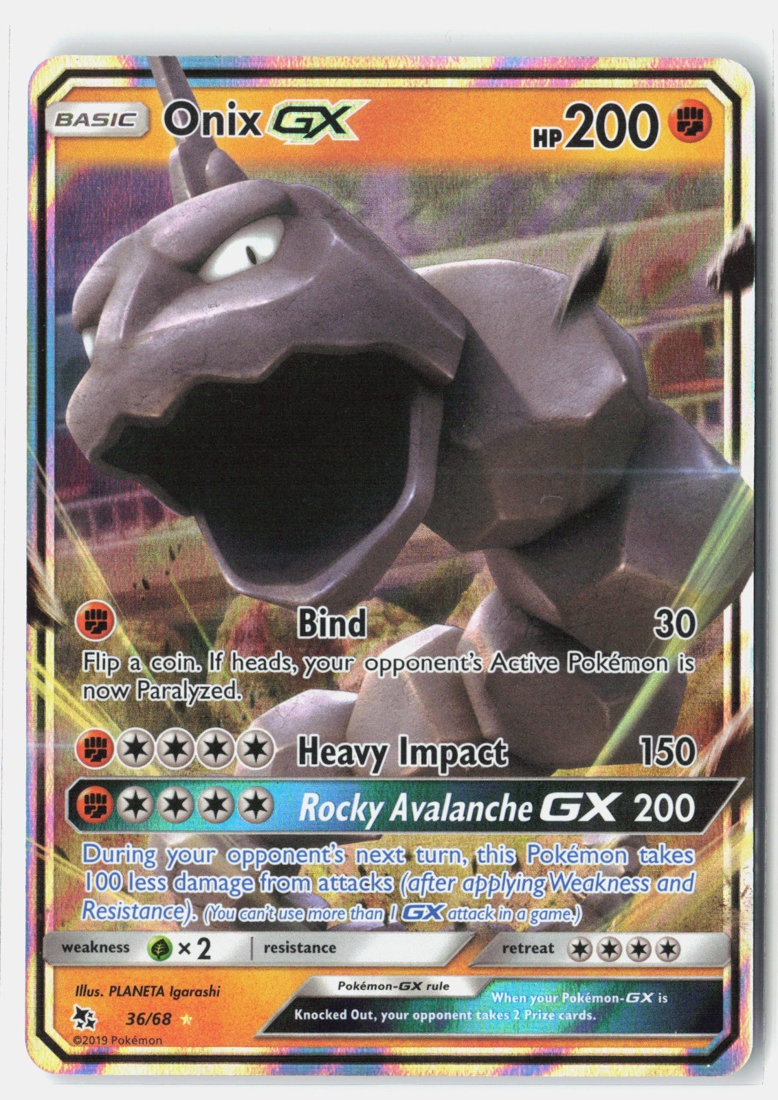 Onix GX Ultra Rare Holo Hidden Fates 36/68 NM