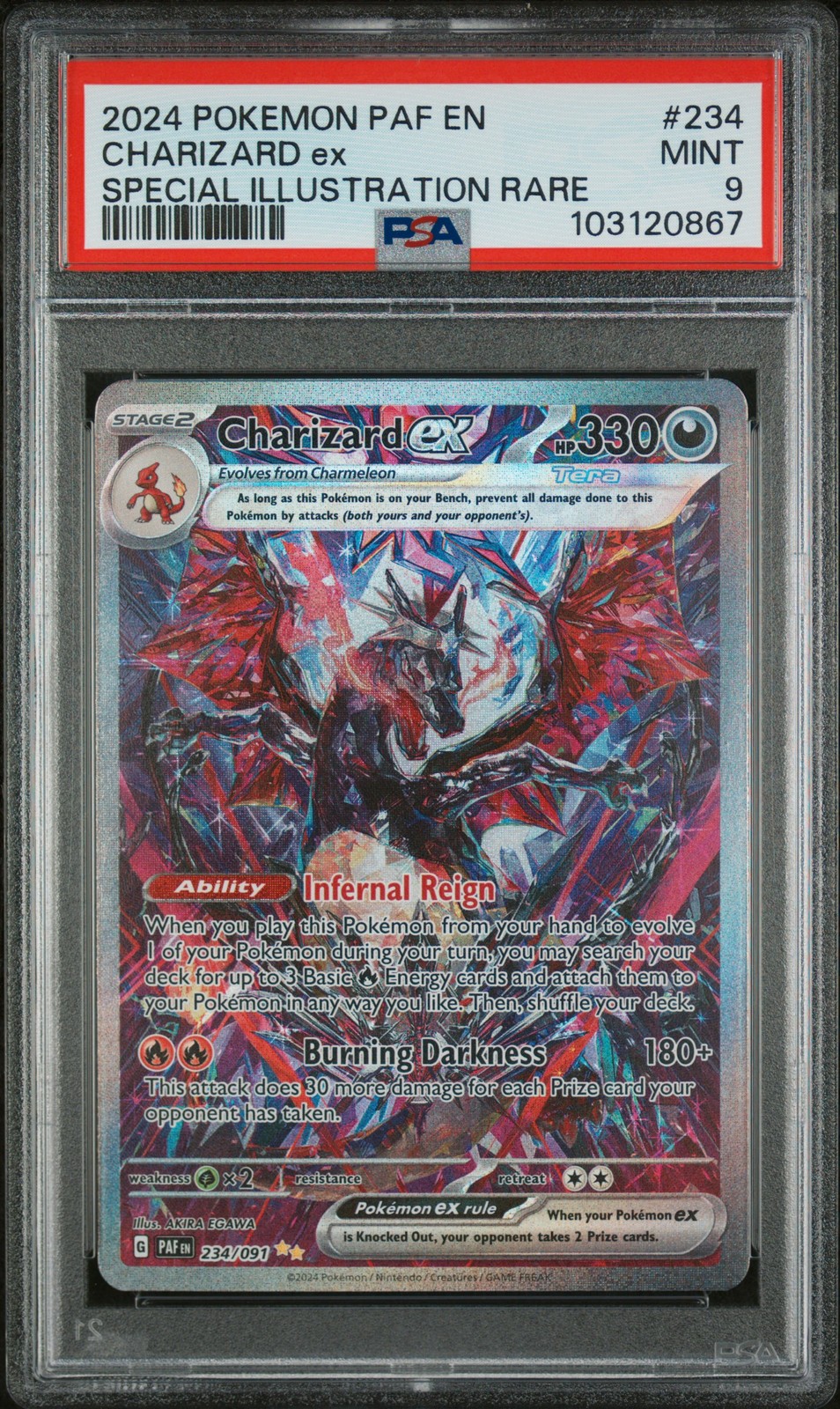 Pokemon Charizard EX Paldean Fates 234/091 Special Illustration Rare PSA 9 Mint