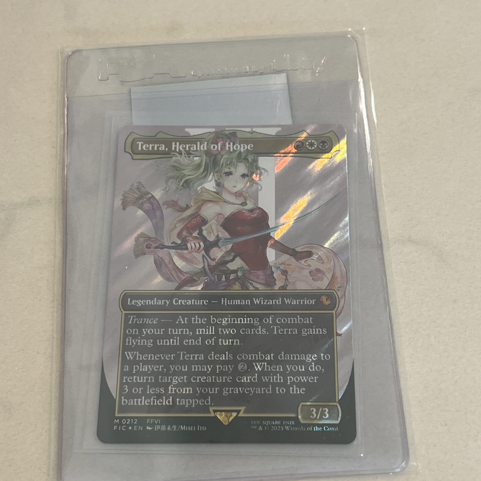 Terra, Herald of Hope • Borderless Surge Foil • Final Fantasy Commander #212 MTG