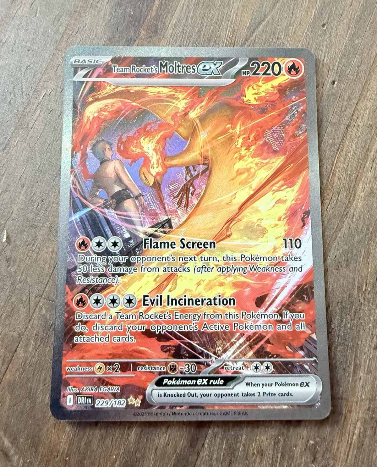 Pokemon TCG Team Rocket’s Moltres ex 229/182 Destined Rivals SIR Full Art Holo
