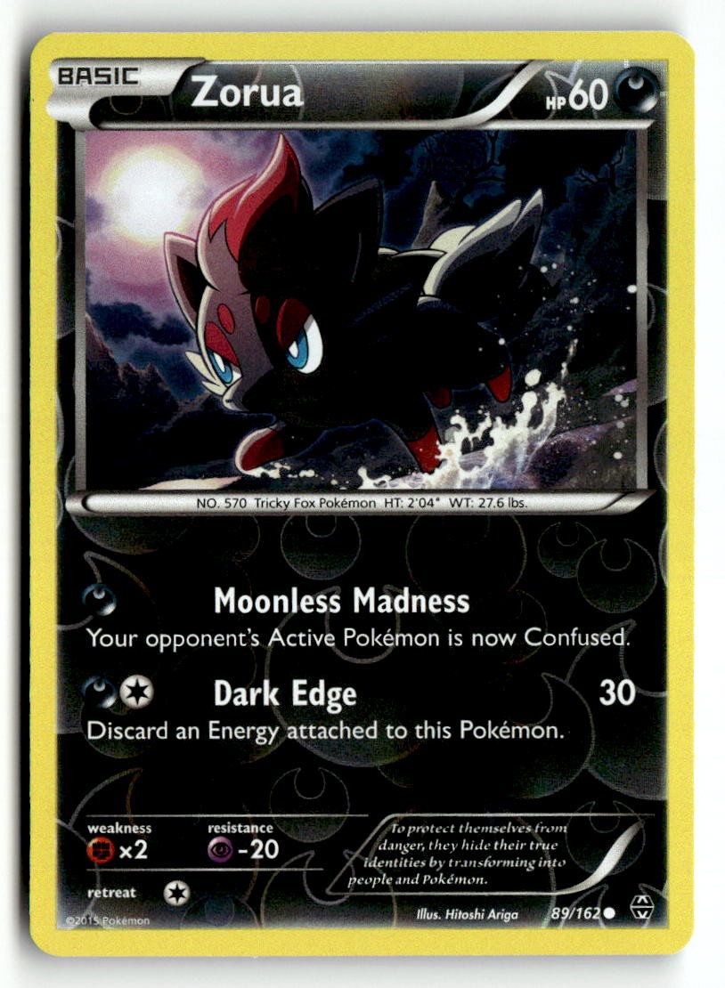 Zorua 89/162 Common BREAKthrough Pokemon Reverse Holo Moderately Played