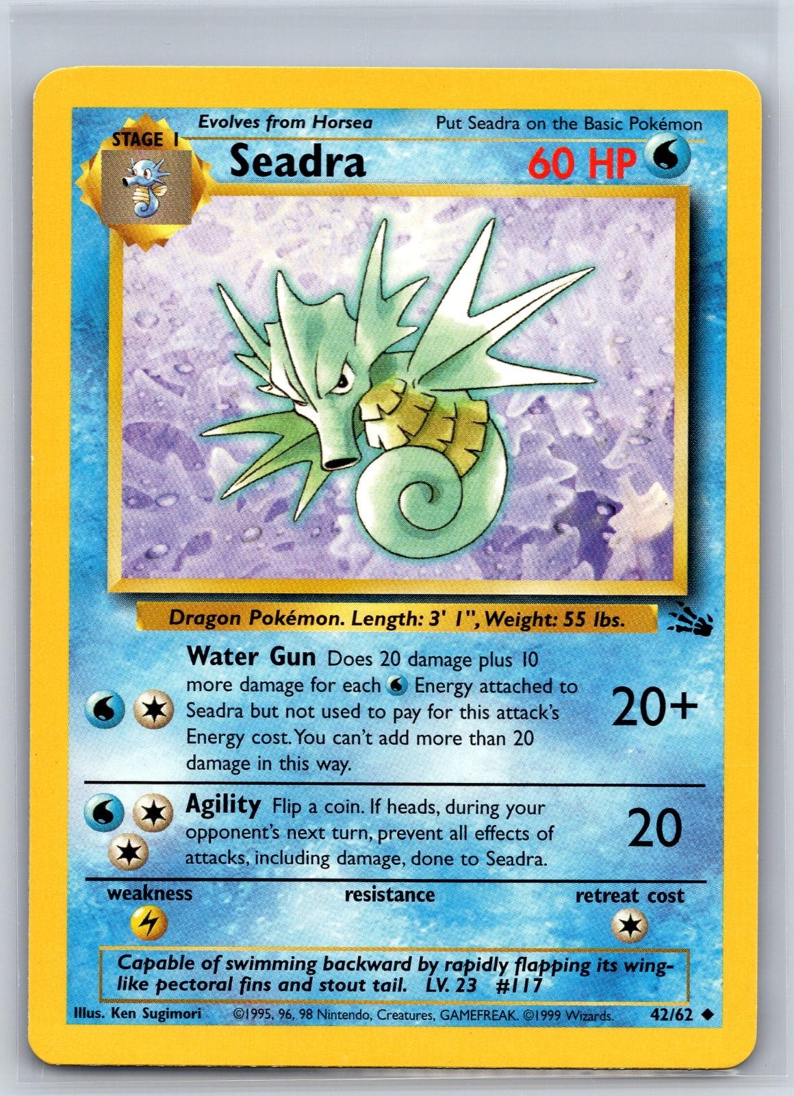 Seadra 42/62 Uncommon Fossil Pokemon Unlimited NM/M 623c-1