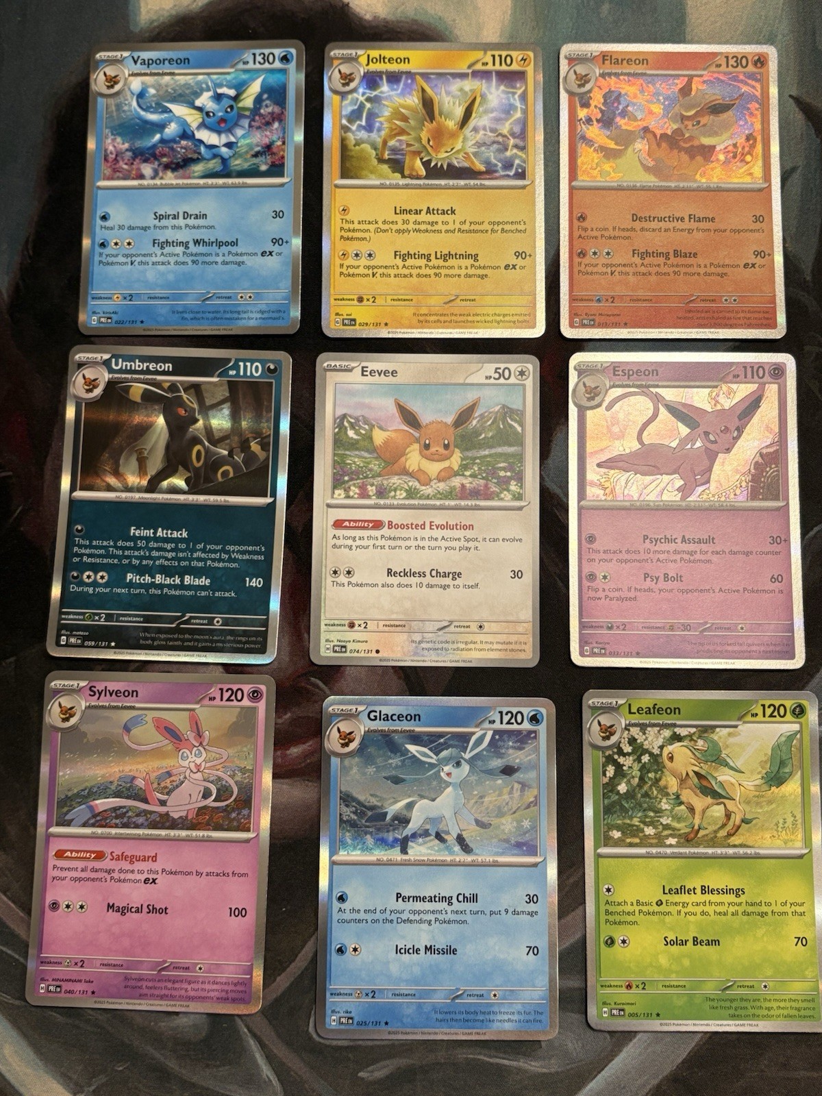 Prismatic Evolutions Complete 9 Card Eevee-lutions Set HOLO NM