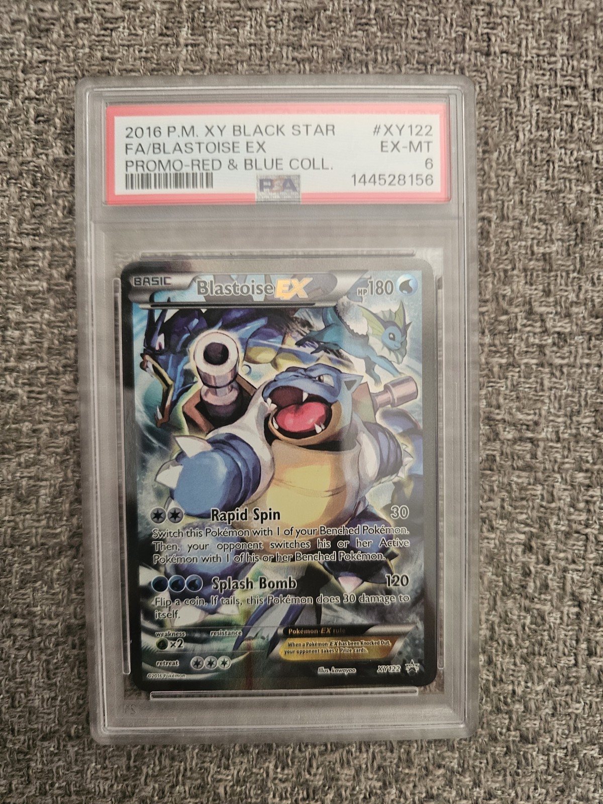 2016 Black Star Blastoise EX Promo Red & Blue Collection PSA 6 NM #XY122