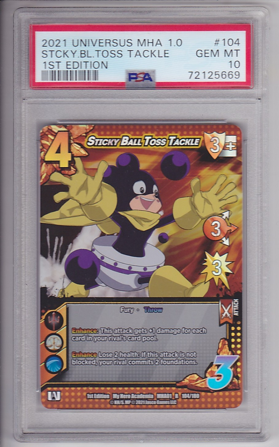 2021 My Hero Academia 1st Edition #104 Sticky Ball Toss HOLO R rare PSA 10