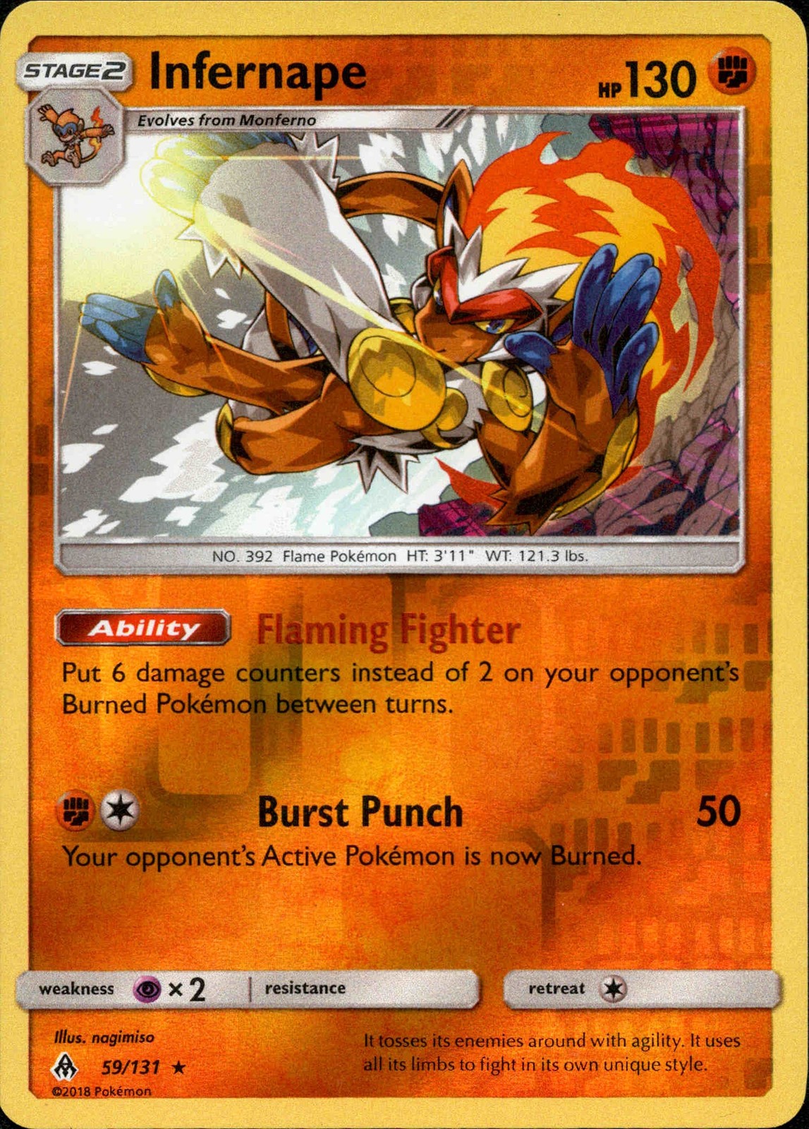 Infernape – 59/131 – Forbidden Light – Reverse Holo