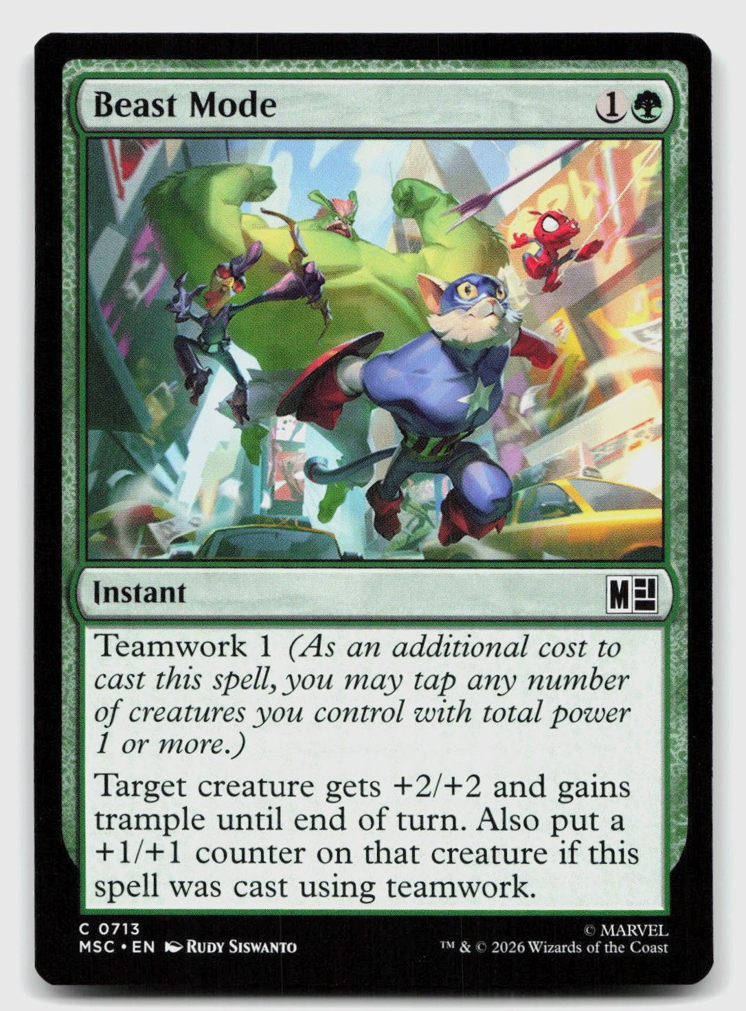 Beast Mode 713 Common Commander: Marvel Super Heroes Magic: The Gathering NM