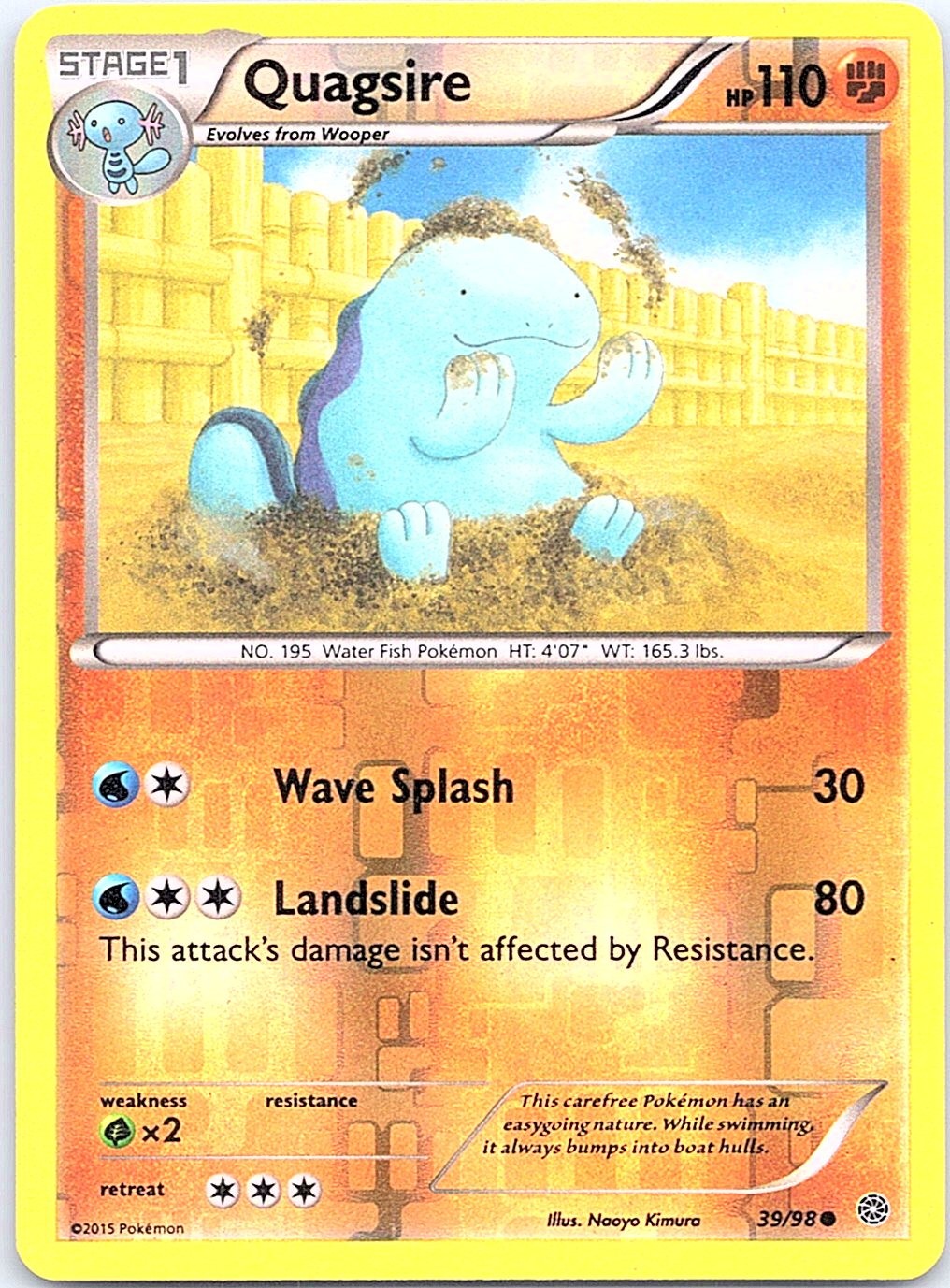 Quagsire 39/98 Common Ancient Origins Pokemon Reverse Holo Near Mint