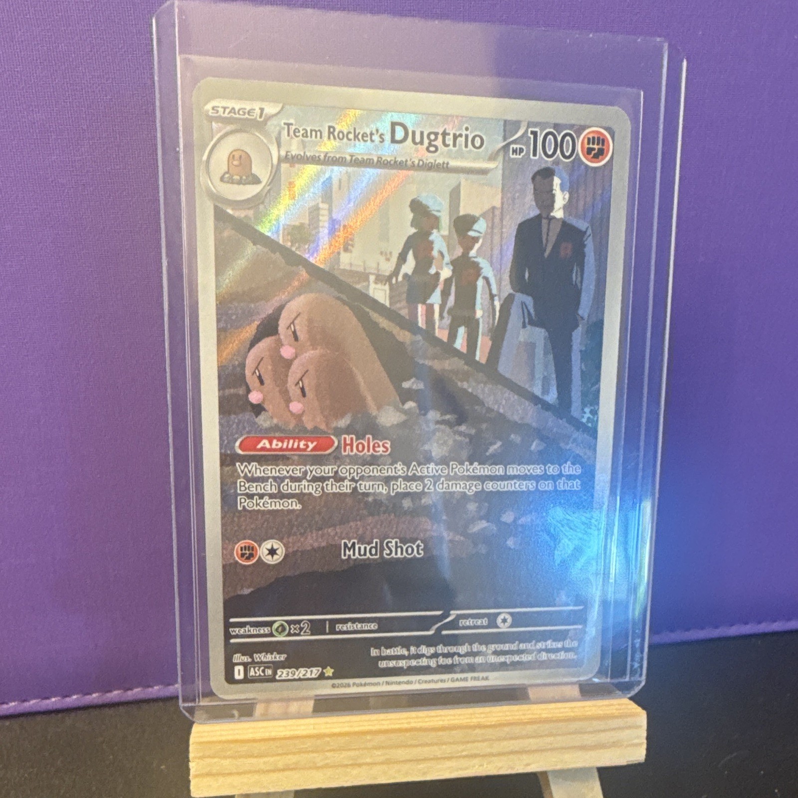 Team Rocket’s Dugtrio Pokémon TCG Illustration Rare Holo 239/217 HP 100 ENG