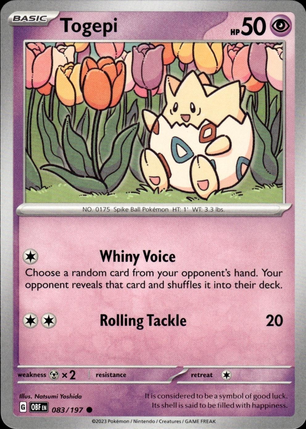 Togepi 083/197 Obsidian Flames C NM Natsumi Yoshida Pokemon