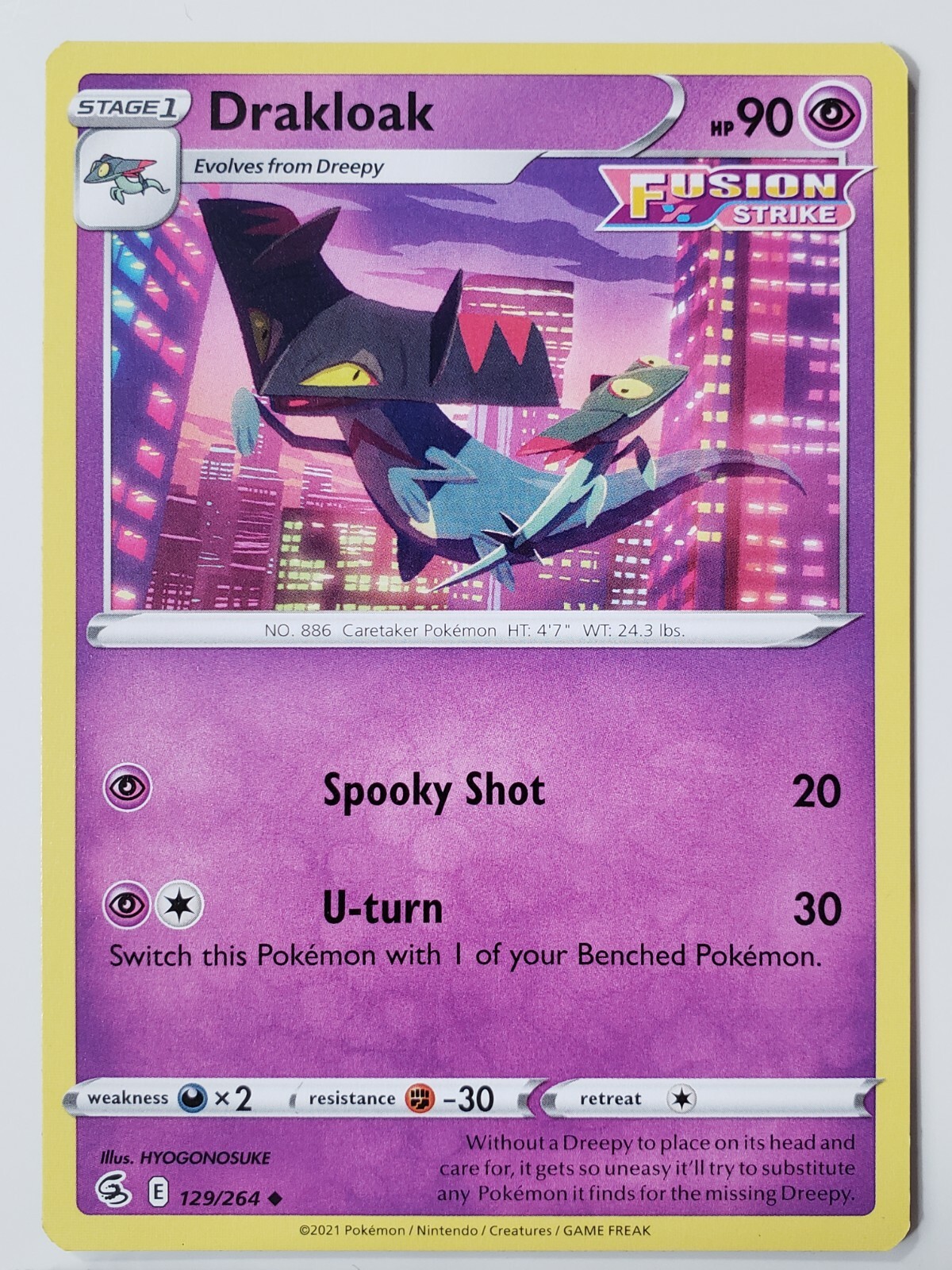 Drakloak 129/264 – NM / M – Fusion Strike Pokemon Card – HYOGONOSUKE Art
