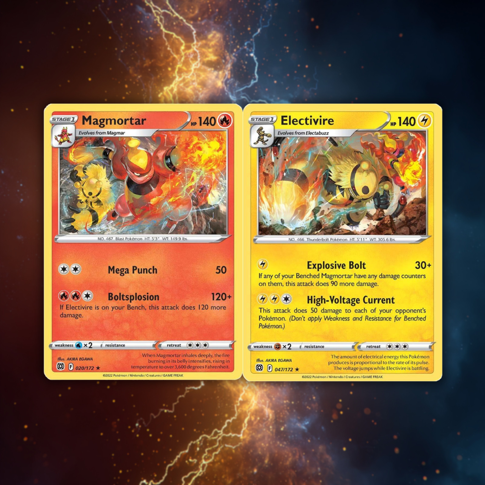 ⚡🔥 Electivire & Magmortar Connecting Art Set | Brilliant Stars | NM