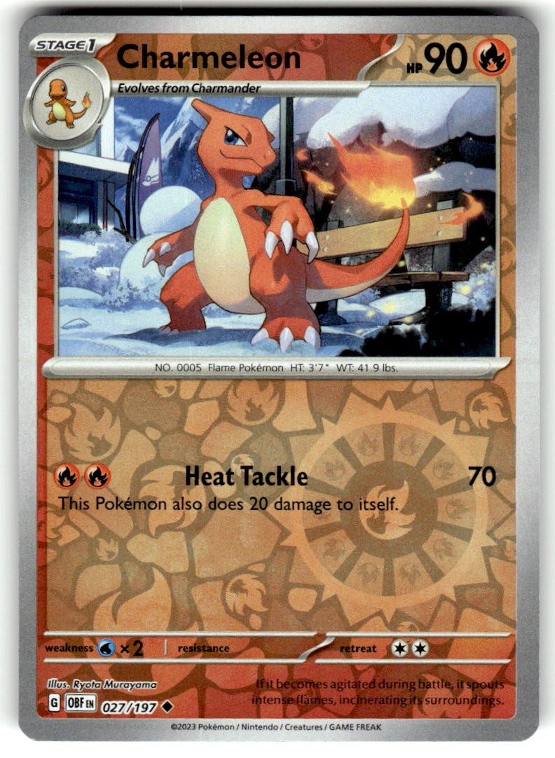 Charmeleon Reverse Holo Uncommon SV03: Obsidian Flames 027/197 NM
