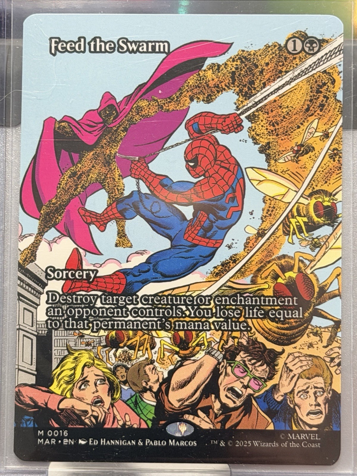 Feed The Swarm 0016 Borderless Spider Man MTG Magic The Gathering Card NM