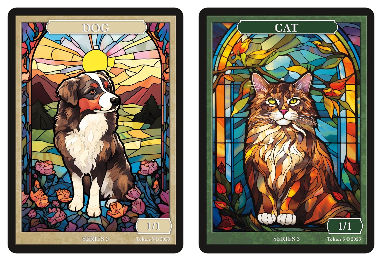 Cat Dog Stained Glass Token Givememana Tokens Magic the Gathering