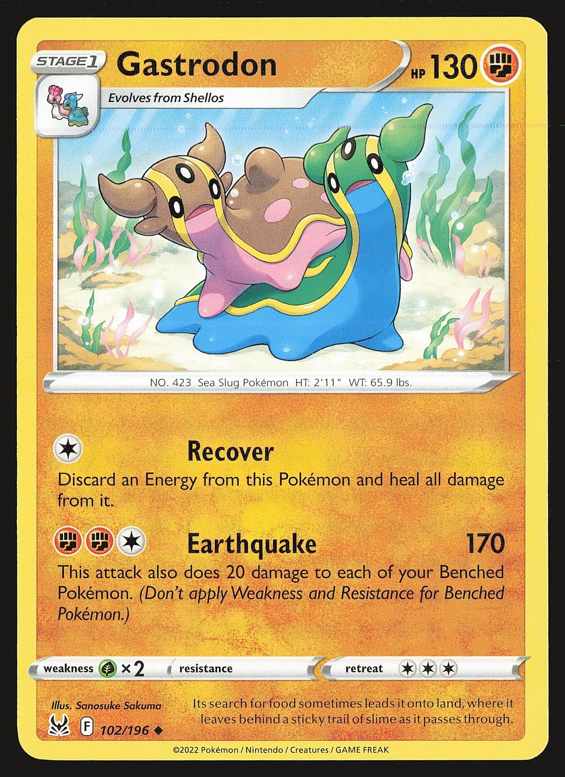SWSH11: Lost Origin Gastrodon #102/196 Uncommon Pokemon Card