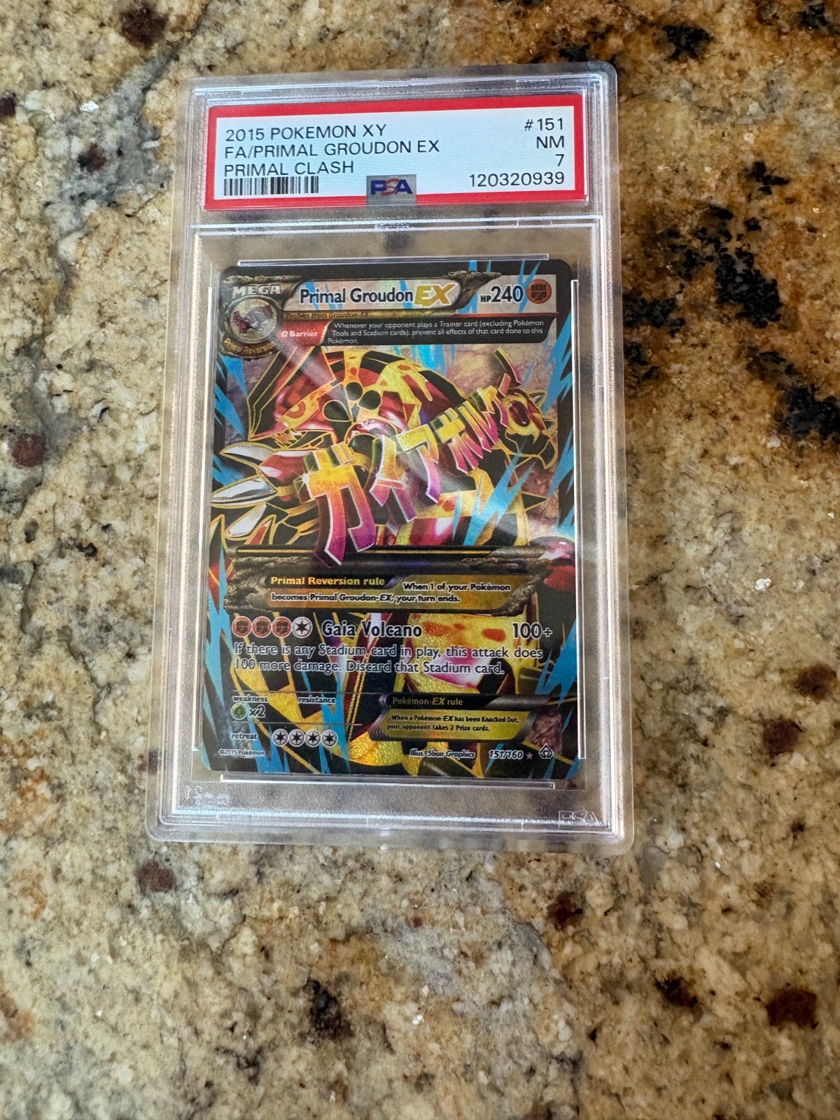 PSA 7 Primal Groudon EX 151/160 XY – Primal Clash Holo Printing Error Very Rare