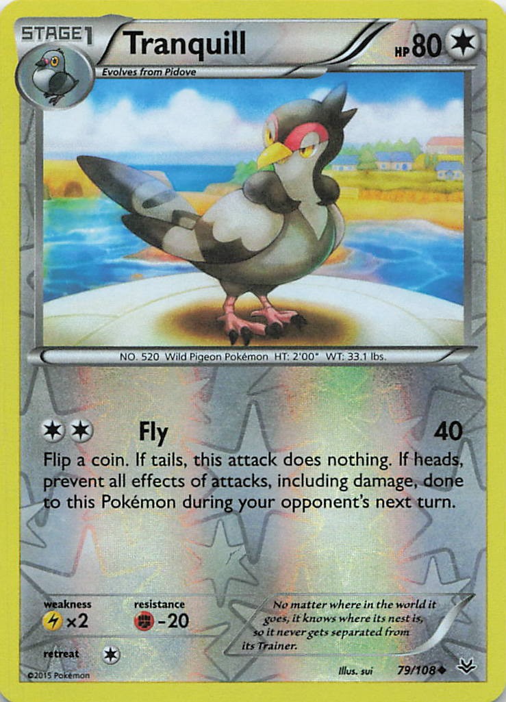 Tranquill 79/108 Uncommon Roaring Skies Pokemon Reverse Holo Lightly Played