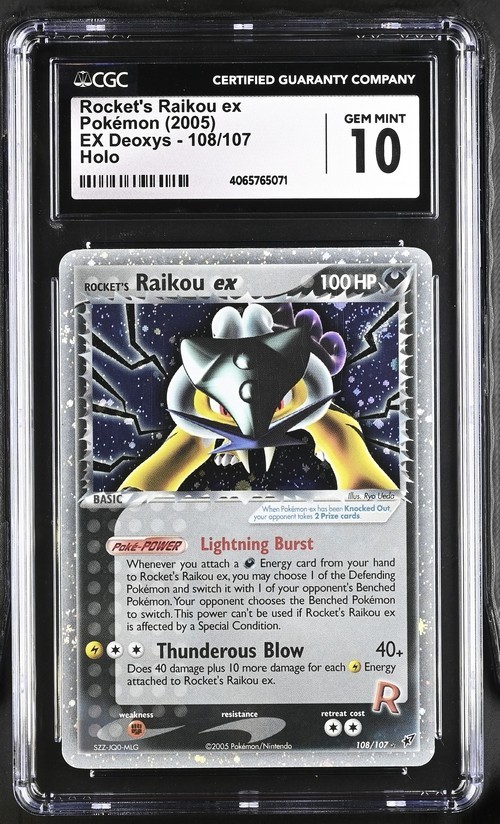 CGC 10 GEM MINT Pokemon Rocket’s Rakou ex #108/107 EX Deoxys 2005 Ultra Rare