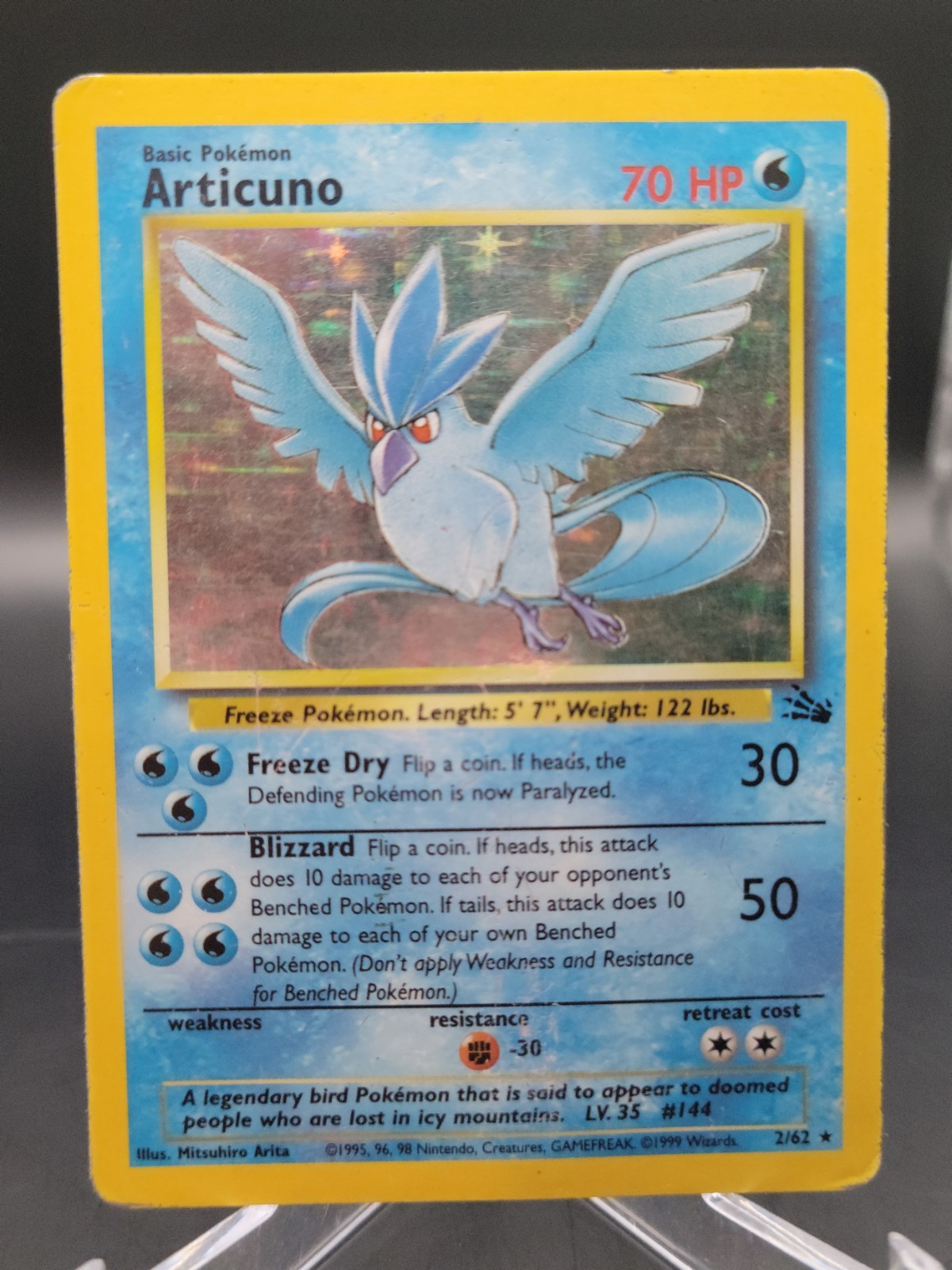 Articuno Fossil Holo Rare 2/62 Heavy Play HP