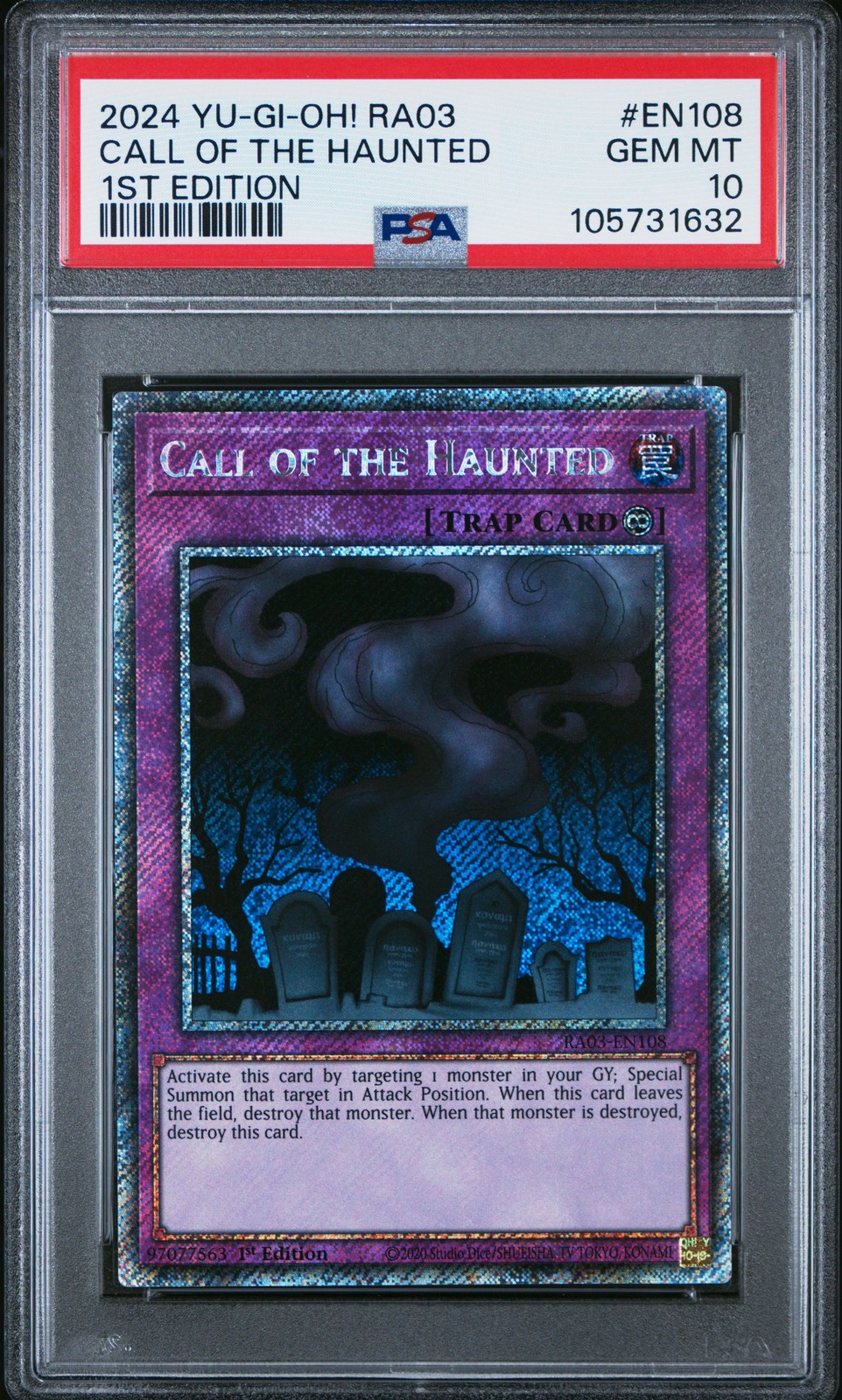 2024 YU-GI-OH! RA03-QUARTER CENTURY BONANZA 1ST ED CALL OF THE HAUNTED PSA 10