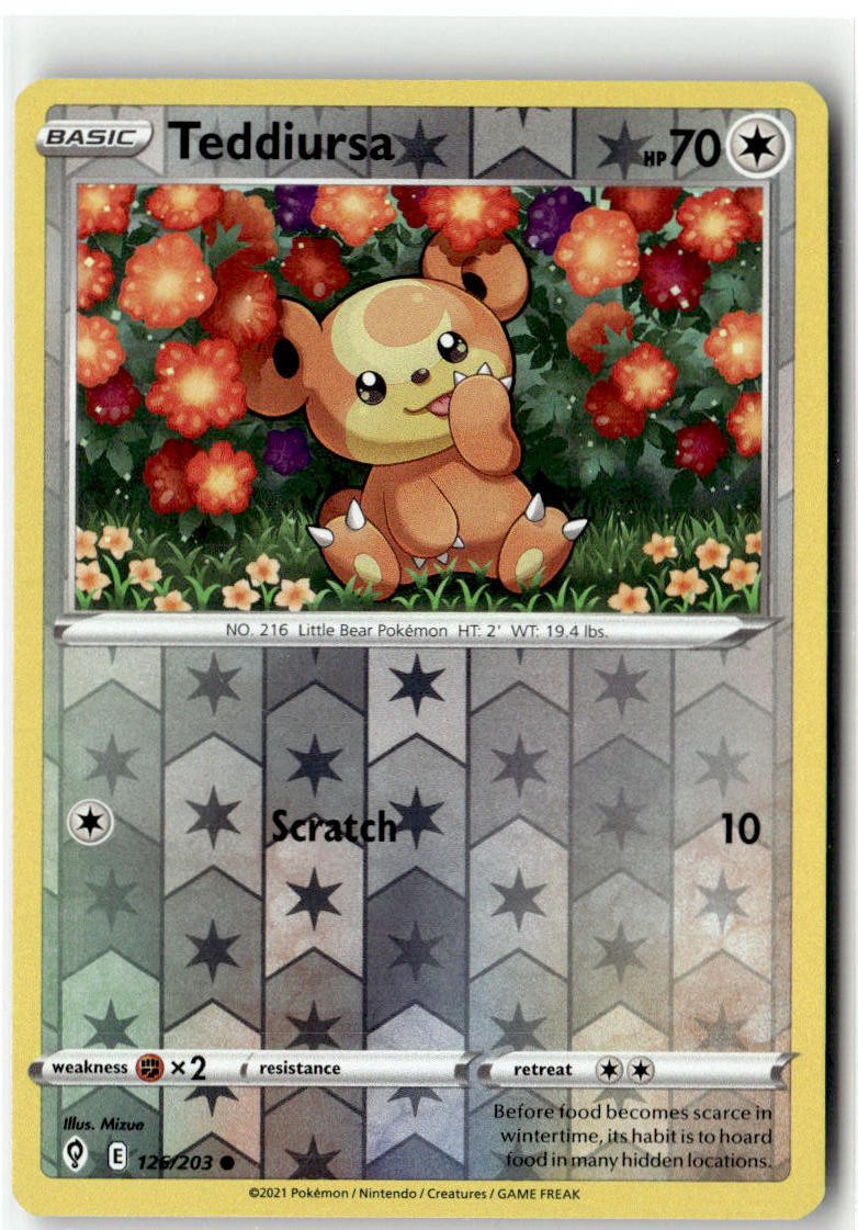 Teddiursa 126/203 Common Evolving Skies Pokemon Reverse Holo NM/M