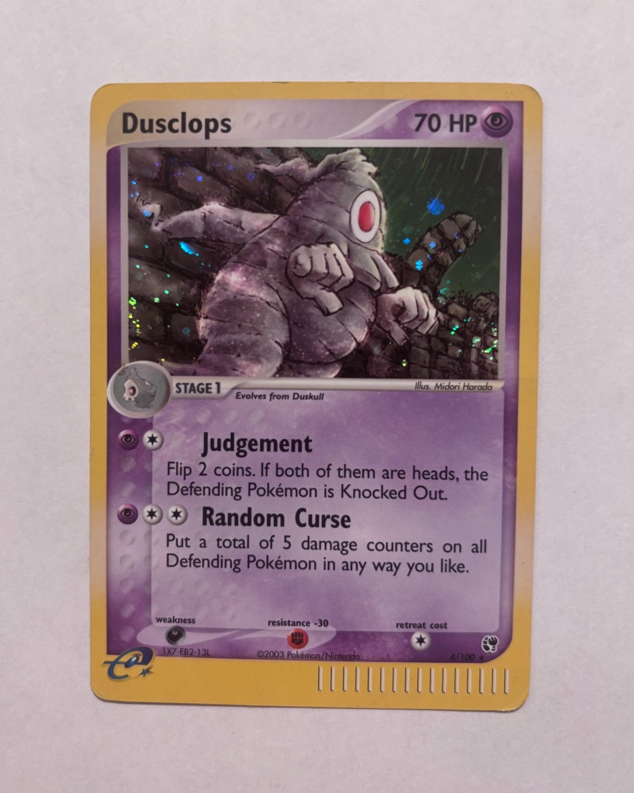 Dusclops 4/100 EX Sandstorm Holo Rare, Moderately Played