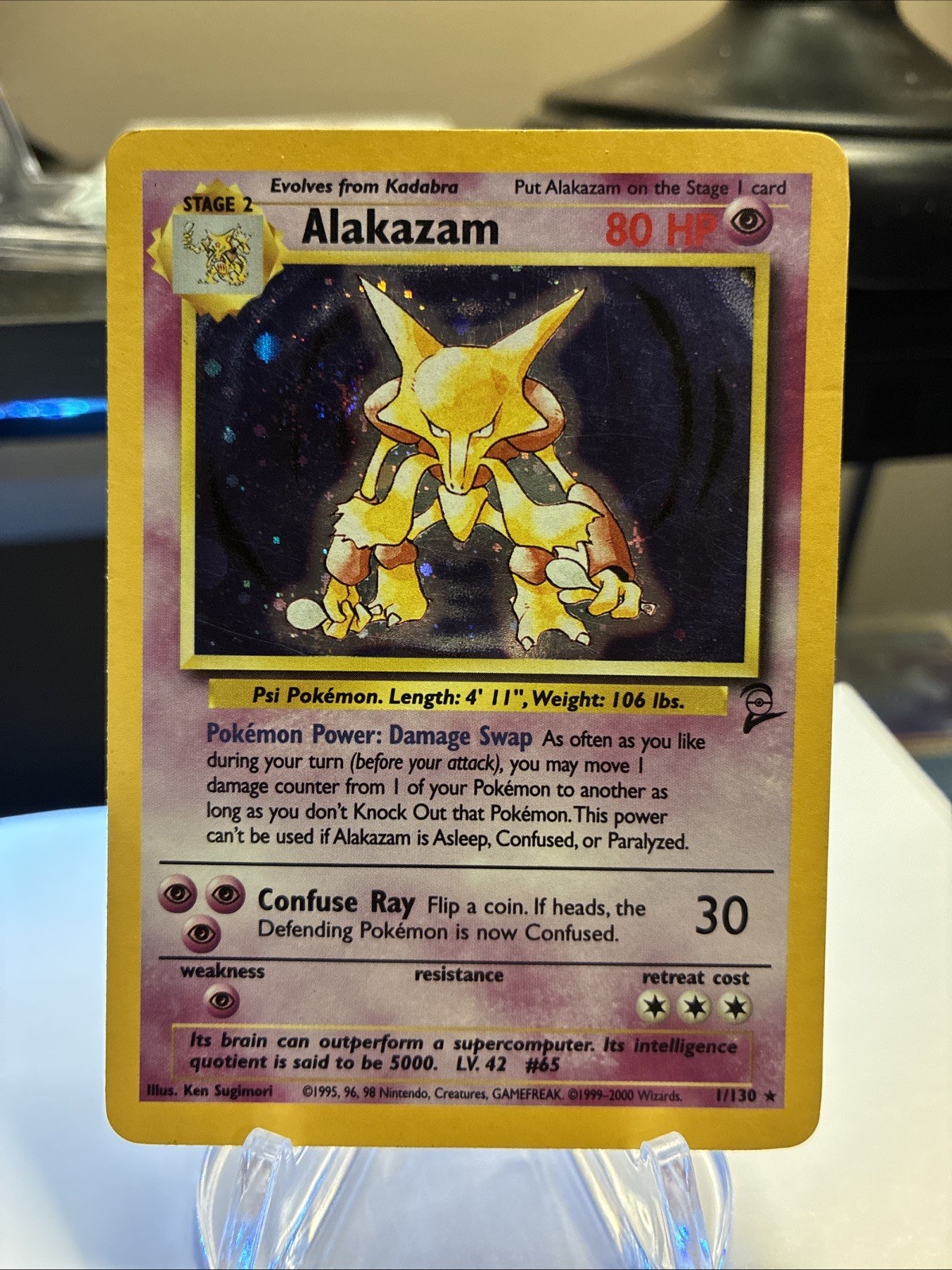 Alakazam 1/130 Base Set 2 Holo Rare English 1999