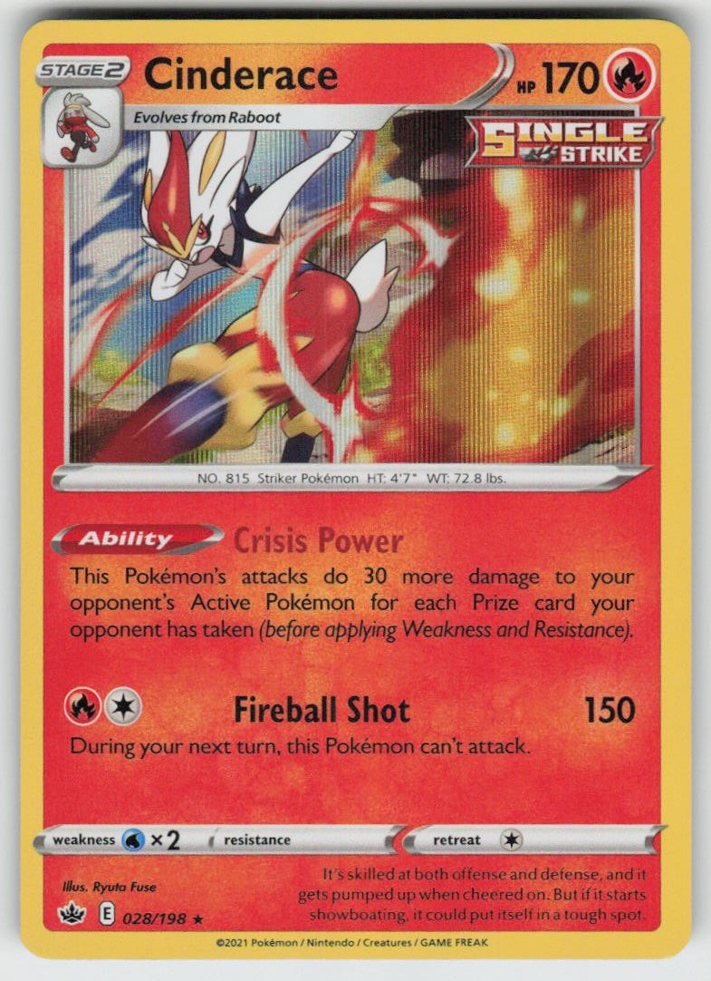 GGC – 3 Holo Cinderace 028/198 Holo Rare SWSH06: Chilling Reign